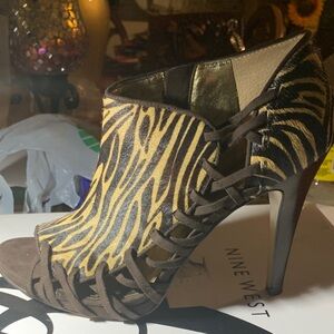 Nine West Zebra Print Heels in Brown and Tan
